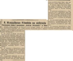 P. Marszałkowa Piłsudska na wybrzeżu, Gazeta Gdańska, nr 184 z 16.08.1938 r.