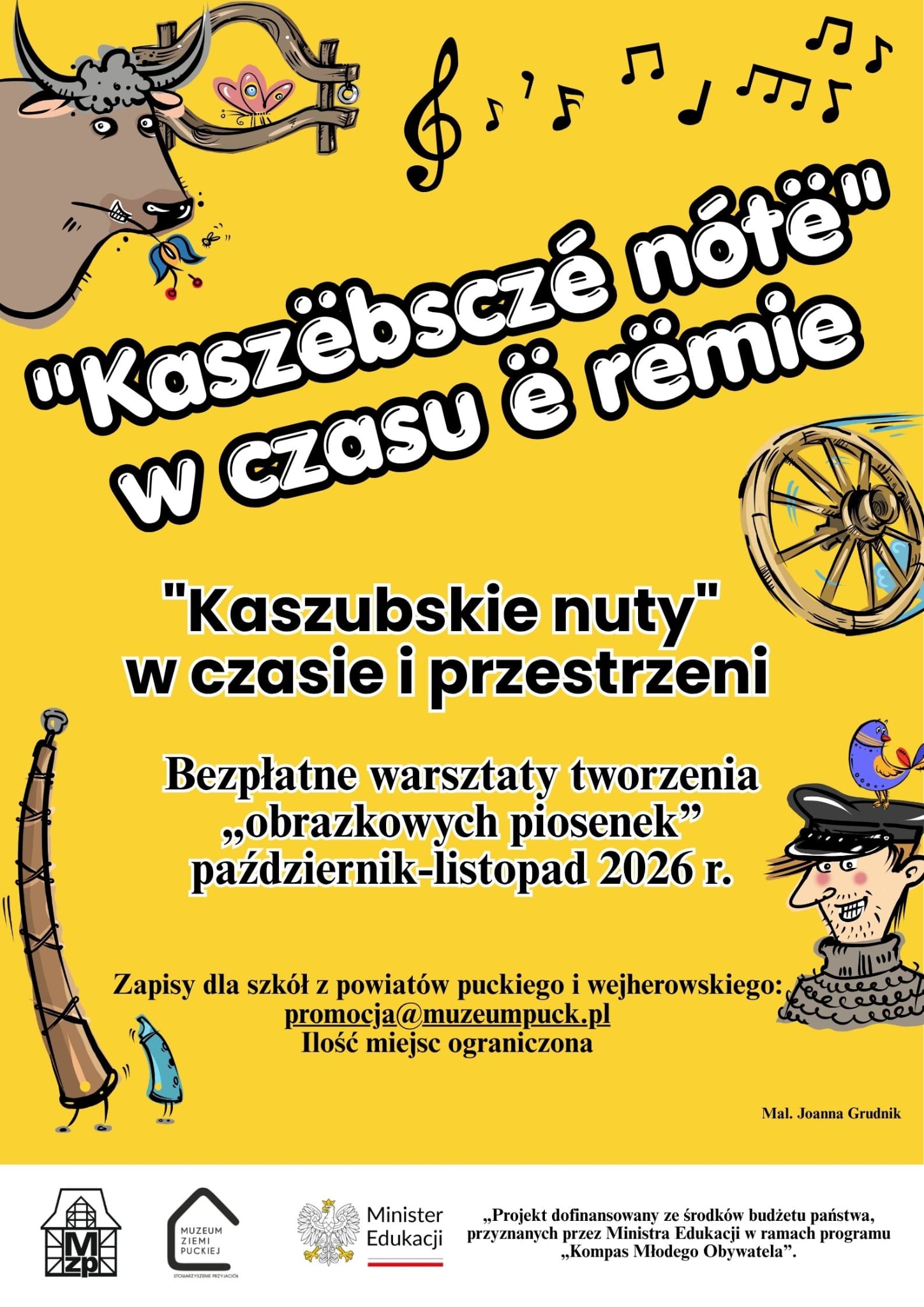 plakat informacyjny w języku kaszubskim i polskim na temat piosenki kaszubskiej